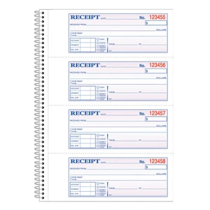 Adams Carbonless 2-Part Spiral Money/Rent Receipt Book, 7 5/8" x 11", Book Of 2 - Picture 1 of 8