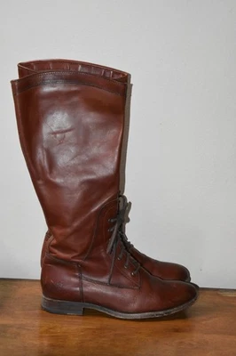 Botas de montar Frye Melissa altas de cuero coñac con cordones para mujer 76937 talla 8 Foto 1 de 4