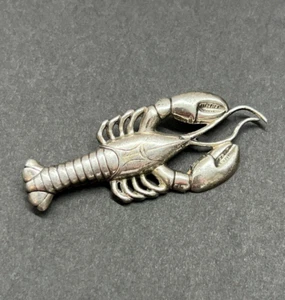 Vintage Signed LANG Sterling Silver Lobster Brooch Pin - Picture 1 of 9