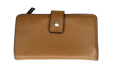 :Carteira de embreagem clássica HENRI BENDEL couro granulado bronzeado com zíper ao redor excelente! - Imagem 1 de 4