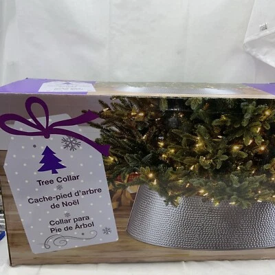 Holiday Christmas Metal Tree Collar 35" Base x 10" Tall SILVER - Image 1 of 3