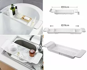 ESTANTE DE BAÑO EXTENSIVO AZUL CAÑÓN CADDY PLÁSTICO BLANCO BAÑO DE LUJO - Imagen 1 de 4
