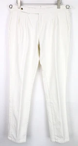 SUITSUPPLY Braddon Mens Trousers UK38R Cotton Off-White Pleated Front - Picture 1 of 16