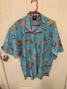 Burning Spears Men's Made In Fiji Flag Hibiscus Button Shirt Size 2XL - Picture 1 of 12