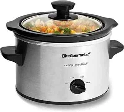 Small Slow Cooker Stainless Steel Crock Pot Mini Kitchen Appliance Portable New - Image 1 of 4