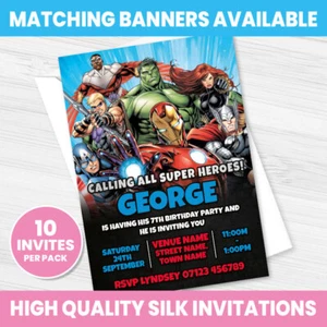 INVITACIONES PERSONALIZADAS A FIESTA DE LOS VENGADORES SUPERHÉROES FIESTA CUMPLEAÑOS INVITACIONES - Imagen 1 de 4