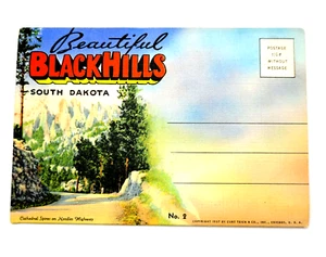 Black Hills South Dakota Souvenir Postcard Fold Out Picture Folder 1940s - Picture 1 of 5