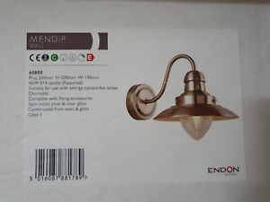 ENDON Mendip 40W E14 Indoor Wall Light Dimmable Satin Nickel & Clear Glass 60800