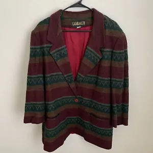 Casablanca Vintage Southwestern Aztec Blazer Jacket Size 42 22w Coat Lined - Picture 1 of 12
