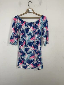 Lilly Pulitzer Girls Dress XL Beachy Coastal Travel Vacay Enna Starfish Pom Pom - Picture 1 of 10