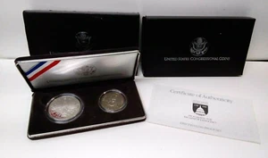 1989 US Mint Congressional 2 Coin Bicentennial Proof Set ~ $1 & 50 Cent COA MG - Picture 1 of 7