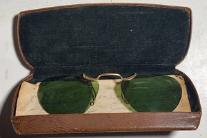Vintage Clip on Green Sunglass Lenses w/ Case Frank Patterson Optician Fresno - Picture 1 of 10