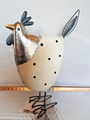 Metall Figur Huhn mit goldenen/silberfarbenen Akzenten - Bild 1 von 4