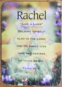 Rachel "Wie ein Lamm" Andenken Namenskarte - Konfirmation Abschluss Geburtstag - Bild 1 von 1