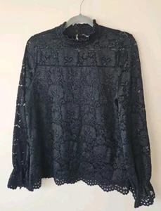 Adrianna Papel Bluse L Damen schwarz Spitze Rüschen gefüttert Whimsigoth Dark Fairy - Bild 1 von 14