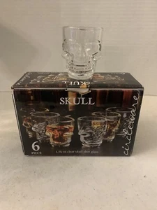 Skull 6 Piece Shot Glasses Clear Circleware style #42678 - Picture 1 of 8