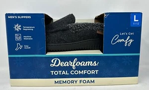 Dearfoams Mens Memory Foam Comfy Slippers Black 11/12 New - Picture 1 of 4