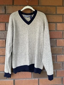 Vintage Structure 100% New Wool Sweater Men's X-Large Shetland Wool Long Sleeve - Picture 1 of 15