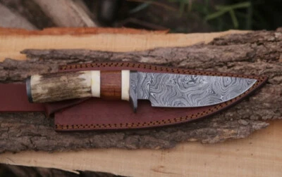 Cuchillo de hoja fija vintage con mango de ciervo | Lote de cuchillos | Regalo de Navidad | Exterior EE. UU. Foto 1 de 4