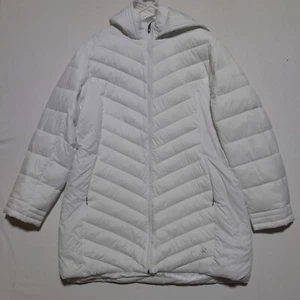 Spyder Puffer Jacket Womens XL White Long Sleeve Hooded Full-Zip Mock Neck EUC - Picture 1 of 15