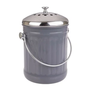 Enamel Retro Kitchen Scraps Grey Compost Bucket with Charcoal Filter - Picture 1 of 1