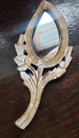 Vintage Ornate Wooden Wall Accent Mirror Eclectic Bohemian Leaf Plant TJ Maxx Cover