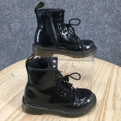 Dr Martens Combat Boots Youth 13 Softy T Black Leather Lace Up Side Zip 1460 - Image 1 of 4
