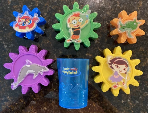 Disney Little Einsteins Bath Water Toys 2008 Gears & Cup Set STEM Rocket Cover