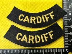 Original WW2 British Home Front Civil Defence Cardiff Shoulder Titles - Picture 1 of 8