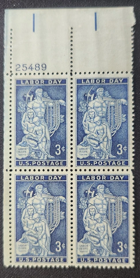 US Scott 1082 - Labor Day - MNH - 1956 Issue - Plate Block of 4 - Image 1 of 1