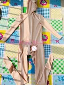 2311 Skin latex catsuit red teeth nose tube zip hidden sheath no gloves 0.4mm - Picture 1 of 5