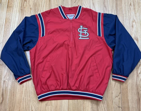 Vtg Majestic MLB St.Louis Cardinals 1/4 Zip Jacket Red Sz XXL Baseball Cover