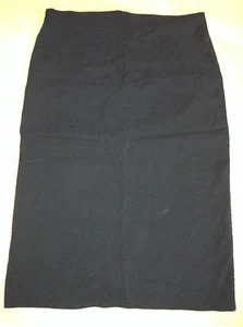 Straight Black Skirt D-Brand Pencil Split Knee Length Stretch Waist 28" Size 14 - Picture 1 of 7