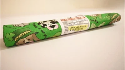 Unopened Jo-ann Fabric Remnant St.Patrick's Day Pups Glitter Green - Image 1 of 4