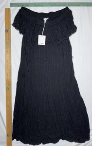 LC Lauren Conrad - Vestido Negro Transparente - Rayas Doradas - Cinturón - Talla Grande - Imagen 1 de 6