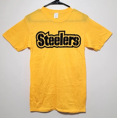 Camiseta del equipo de fútbol americano de la NFL Pittsburgh Steelers de la década de 1970 usada con foto M Foto 1 de 4