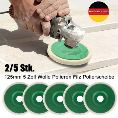 2/5x Wollpolierscheiben Ø125×22×8mm für Edelstahl/Marmor Winkelschleifer Zubehör - Bild 1 von 4