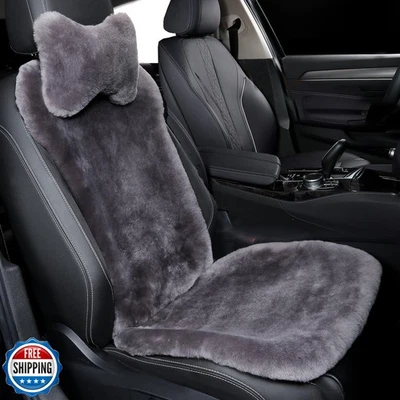 Fundas universales de asiento de coche de piel de oveja de piel natural OGLAND para cojín de asiento automático  Foto 1 de 4