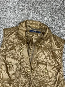 Ralph Lauren Quilted Vest Womens Medium Nylon Snap Button Pockets Adjustable - Picture 1 of 15