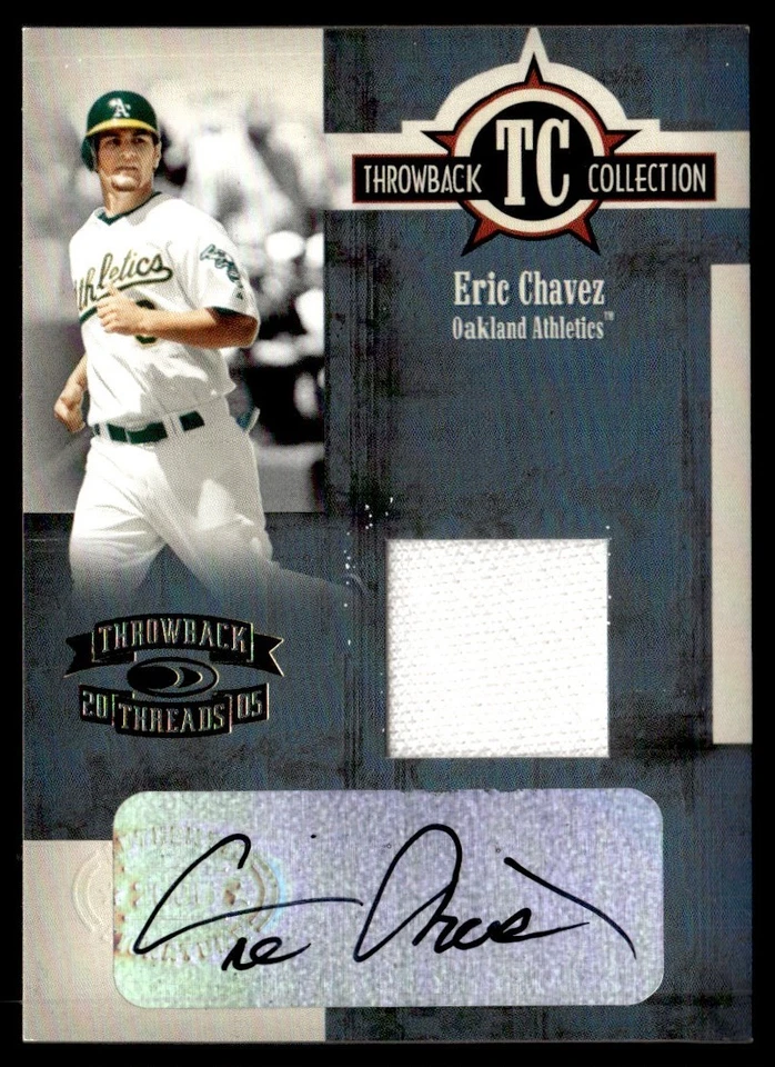 Donruss Throwback Threads Collection 2005 material de firma Eric Chávez automático Foto 1 de 2