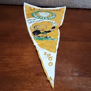 Vintage 1960 S.E. Palmeiras Wimpel Campeao Da Taca Brasil - Bild 1 von 7