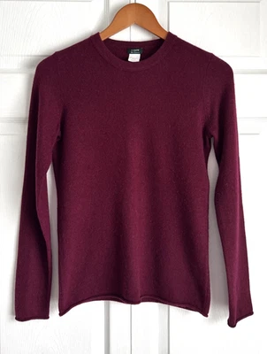 Suéter Pullover J.CREW Mujer Cachemira Cuello Redondo Manga Larga Pequeño Vino Tinto Foto 1 de 4