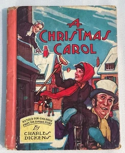 1940 A Christmas Carol Charles Dickens Antique HC Book McLoughlin Bros Illustrat - Imagen 1 de 10