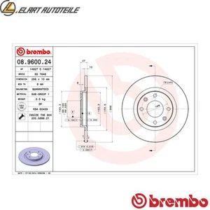 2x BREMSSCHEIBE 08.9600.24 FÜR CITROËN BX/Break D9B/D2A/D6A/DFZ/DDZ/D2C 1.9L BX - Picture 1 of 9
