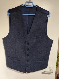 M&S Men's Waistcoat UK Large 41-43in Dark Airforce Moon Tweed - Picture 1 of 6