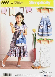 Vestidos para niñas con patrón de simplicidad 8565 tallas: 3, 4, 5, 6, 7, 8 estilos surtidos - Imagen 1 de 2