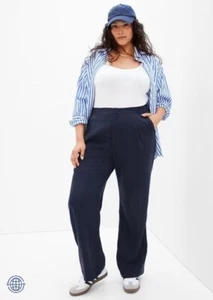 GAP SoftSuit hoch geschnitten weites Bein Lyocell drapierte Hose marineblau Größe 16 UVP $ 90 neu mit Etikett - Bild 1 von 10