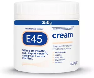 E45 Cream Moisturiser Dry Sensitive Skin Itchy Irritated Red Eczema Dermati 350g - Picture 1 of 5