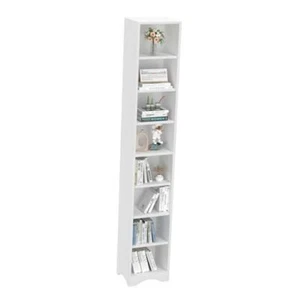  Tall Narrow Bookcase with Adjustable Shelves – Stylish Slim Storage 8-Cubes - Picture 1 of 8
