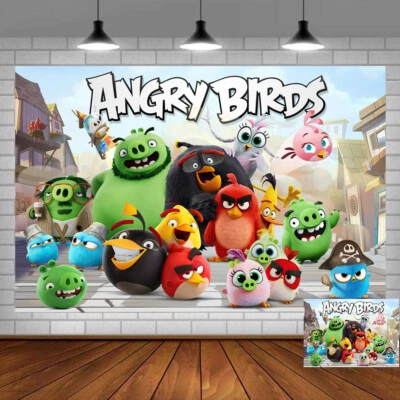 Angry Birds Party Supplies Birthday Backdrop Banner  Poster Vinyl for kids 5x3ft - Image 1 of 2